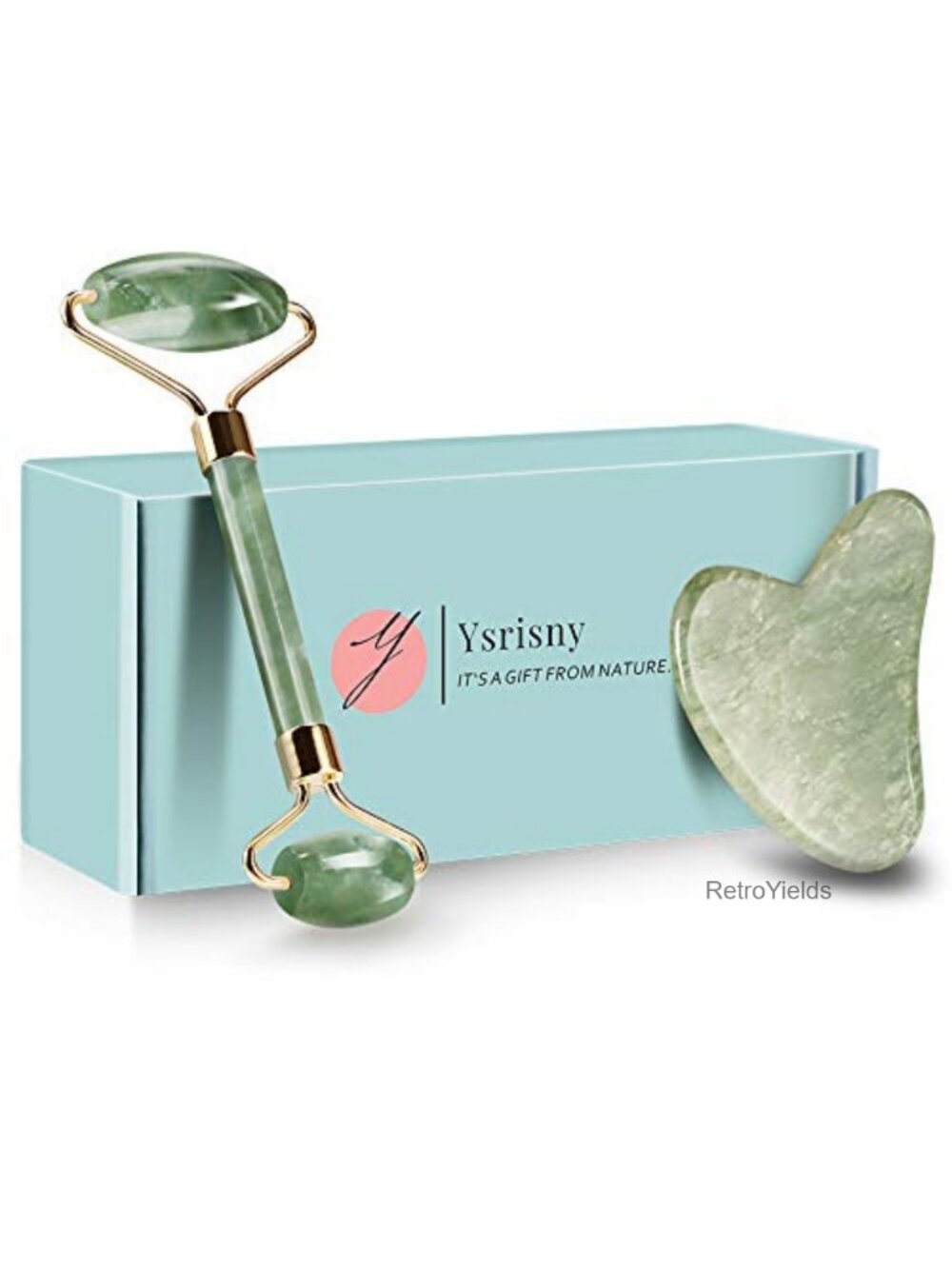 Jade Roller & Gua Sha Set Natural Stone Face Massage Tool